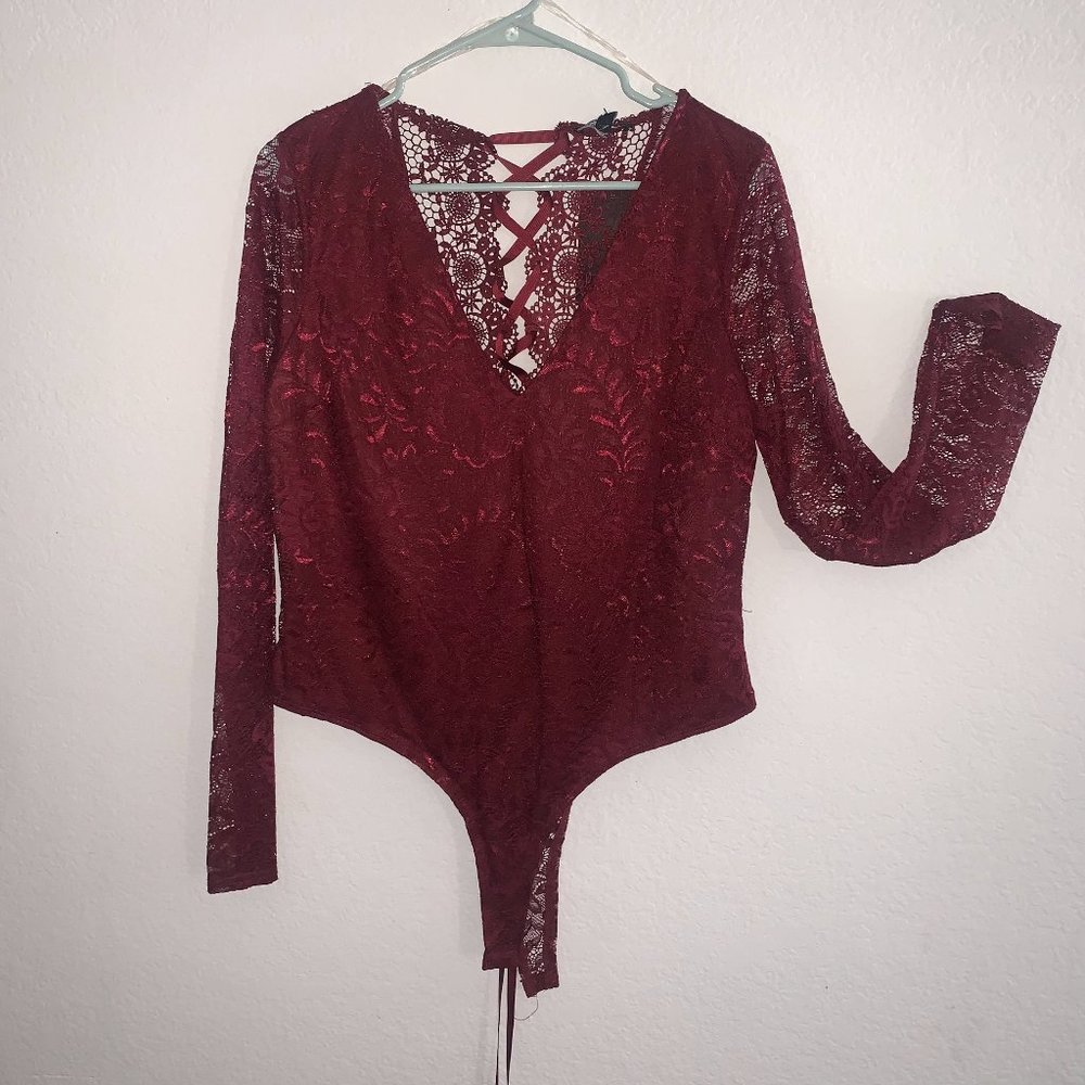 Red FashionNova Bodysuit